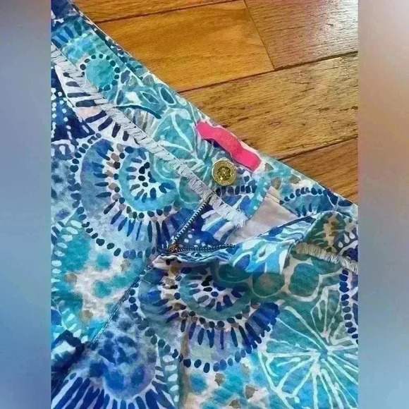 Lilly Pulitzer Adie Shorts Half Shell Turquoise/Blue 100% Cotton Women’s Size 6 - Picture 3 of 12